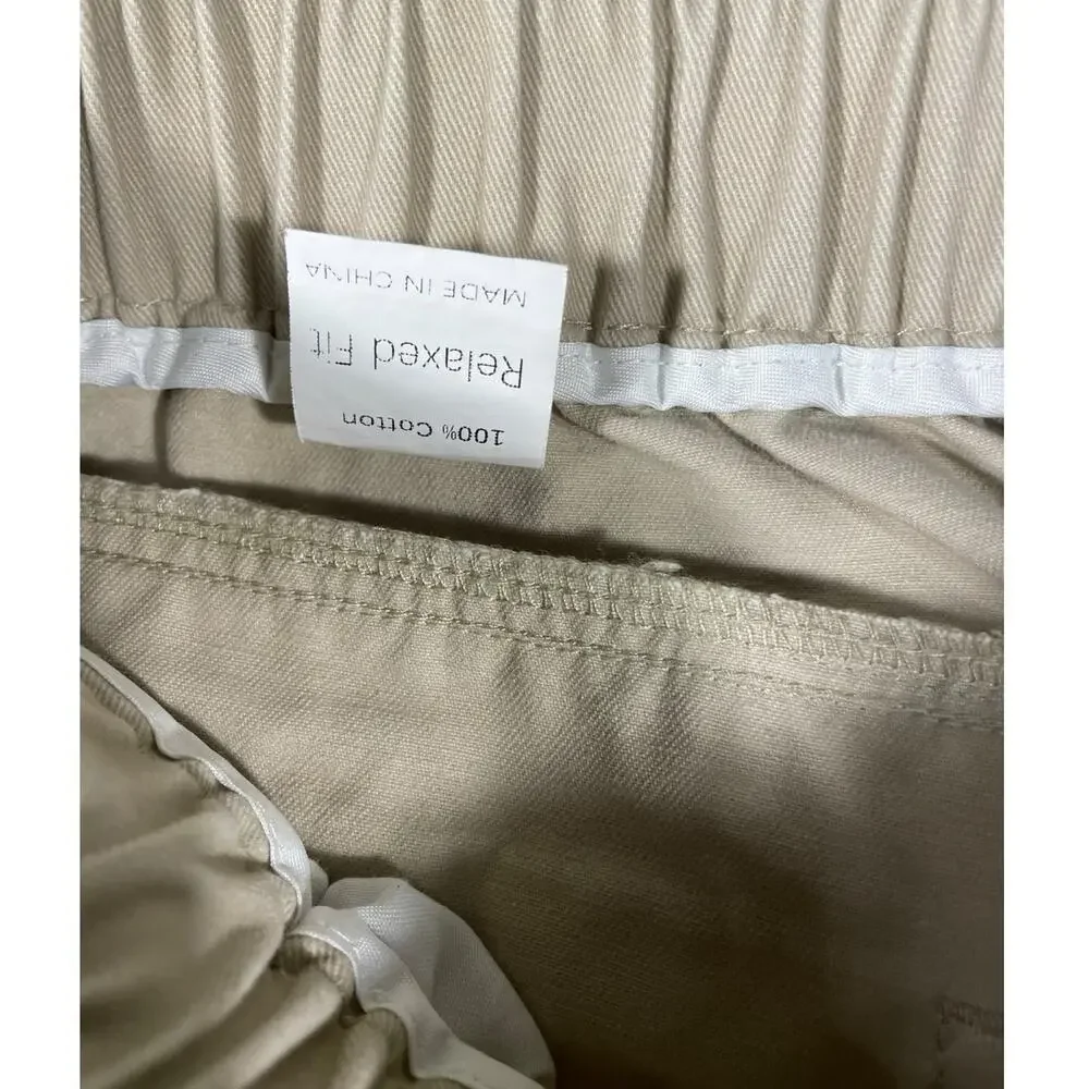 Men's Elastic Waist Khaki‎ Pants 36x30 Beige Casual Comfort Stretch Unbranded